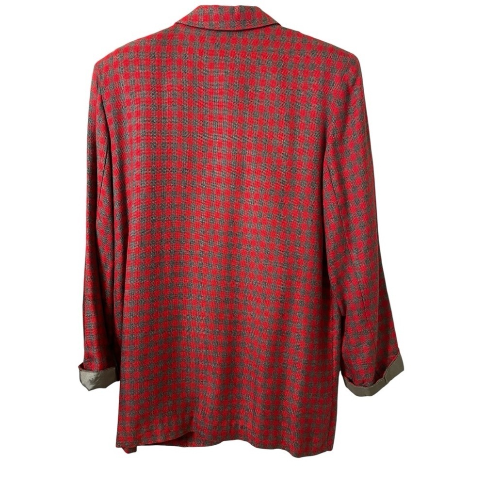 Vintage Christy Girl Oversized Blazer Jacket Women 8 Red Gray Plaid 80s 90s USA - Picture 5 of 8